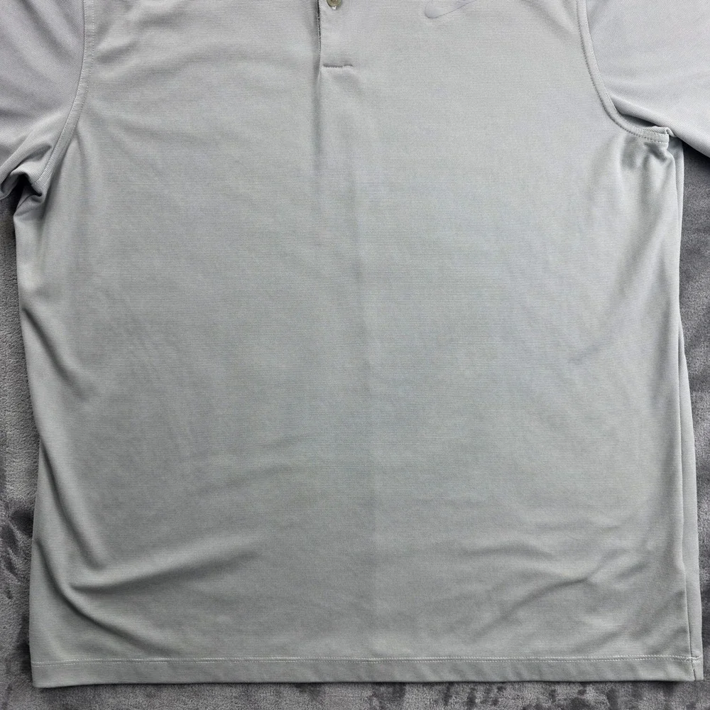 Nike Polo Shirt Mens Large‎ Grey Dri-FIT Short Sleeve Golf Athletic Sport Swoosh